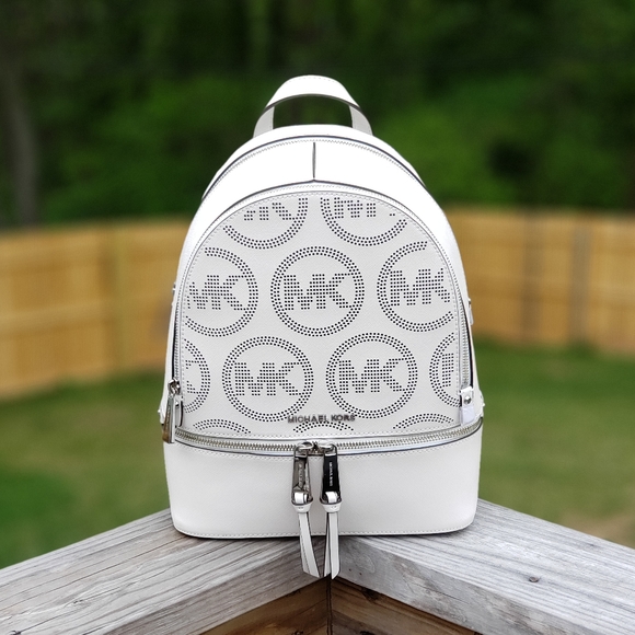 Michael Kors Handbags - Michael Kors Rhea Medium Backpack White